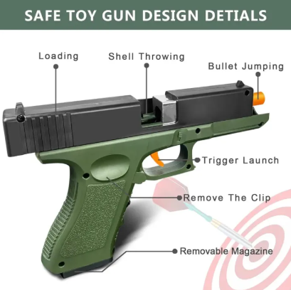 Glock Soft Bullet Shell Ejection Toy Gun Manual Gun With Cylincer